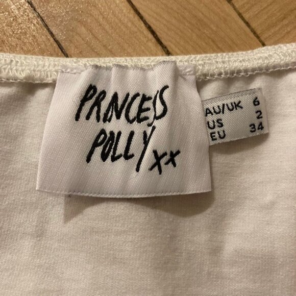 Princess Polly White Ruched Crop Top T-Shirt with Lace Up Detail - Picture 5 of 5